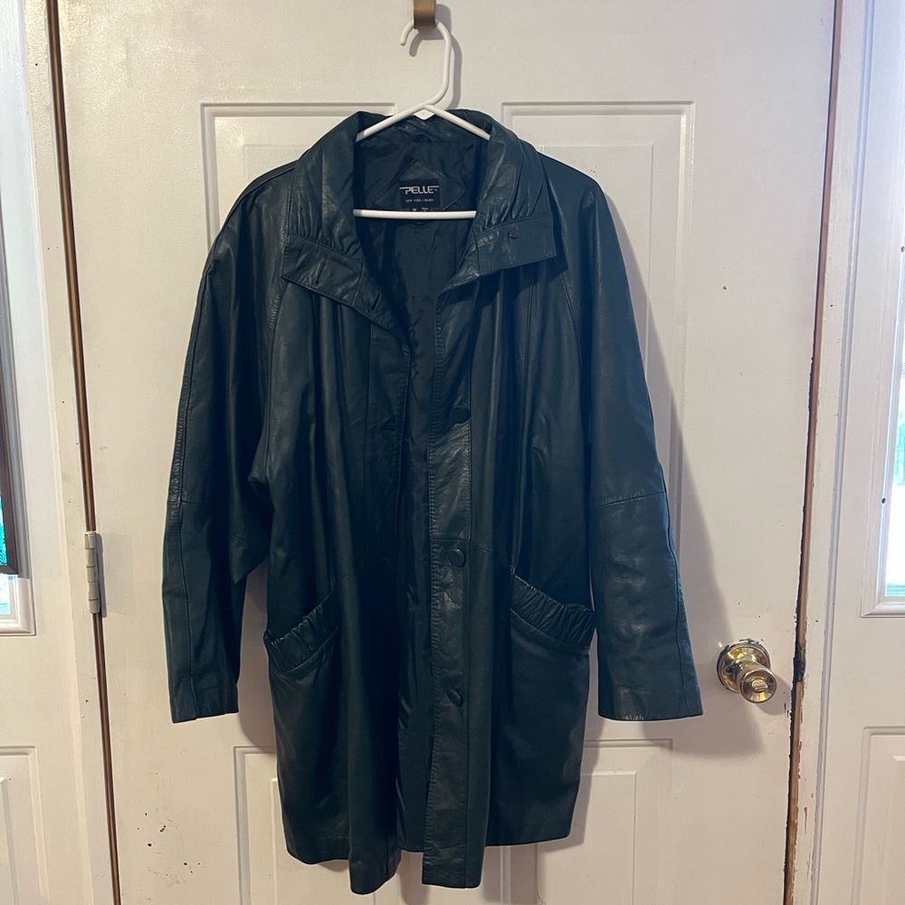 Vintage deep green genuine leather jacket
